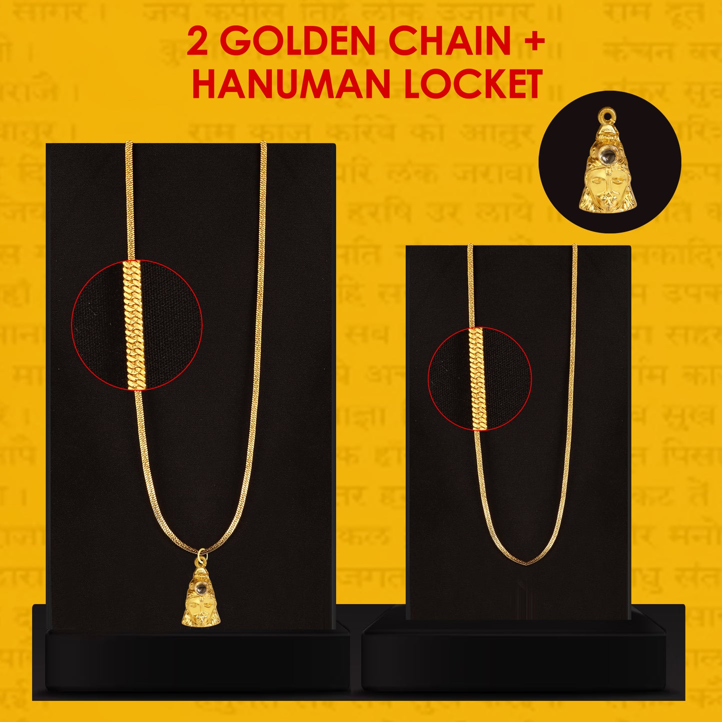 Hanuman Pendant + 2 Golden Chain