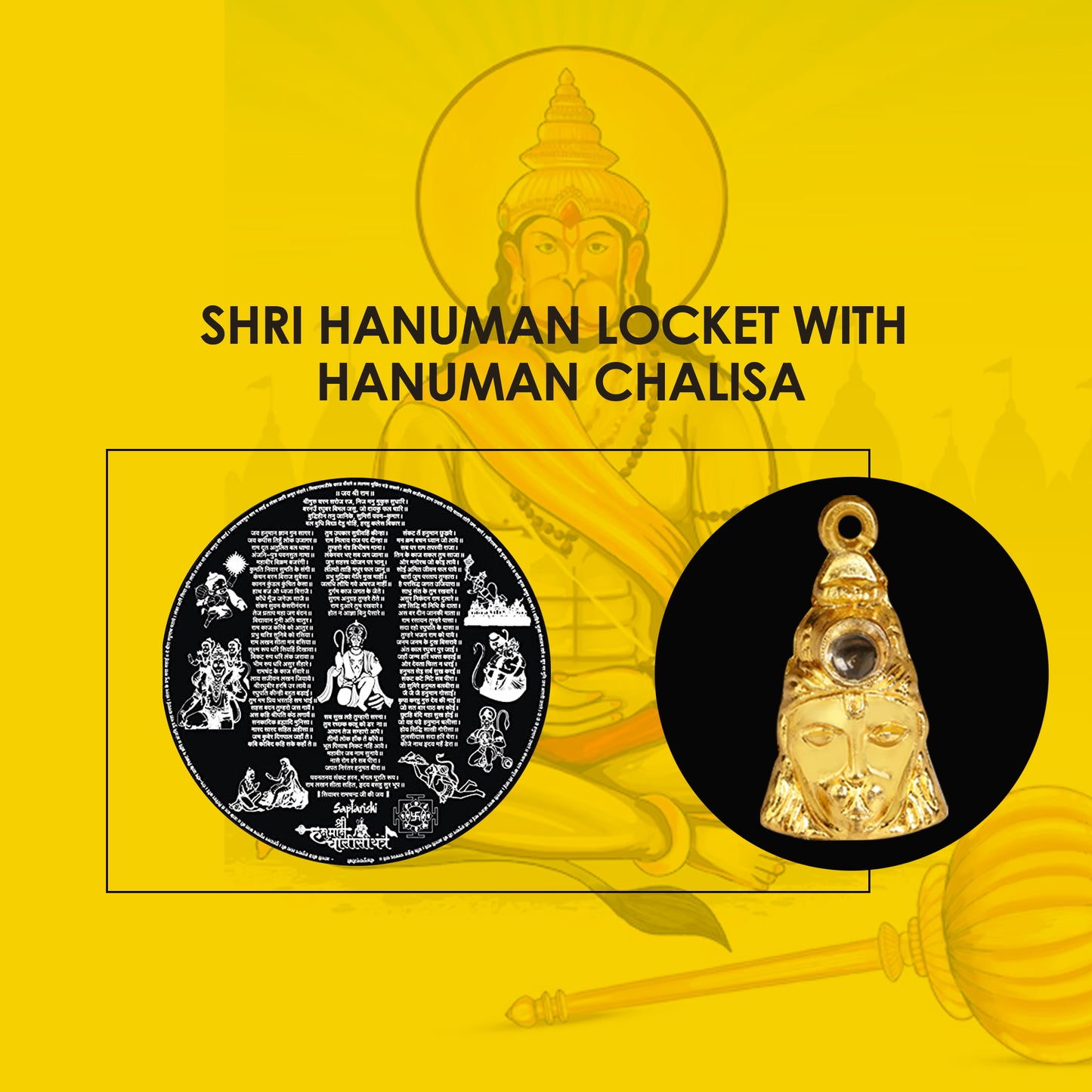 Hanuman Pendant + 2 Golden Chain