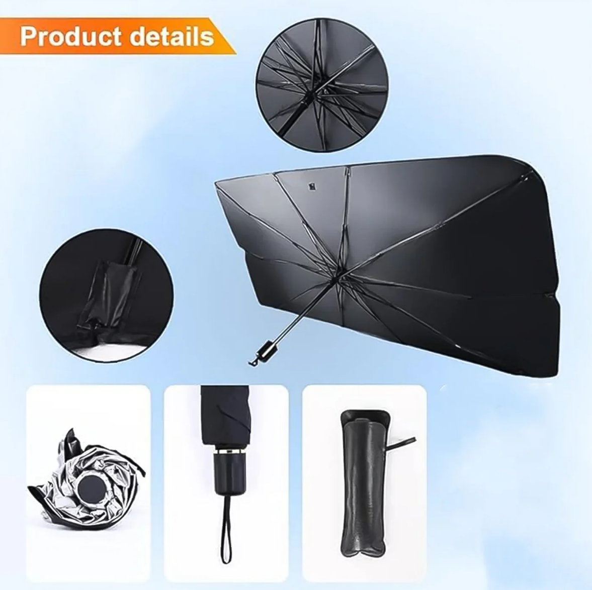 Car Windshield Sun Shade Umbrella - Foldable Car Umbrella Sunshade Cover UV Block Car Front Window (Heat Insulation Protection)
