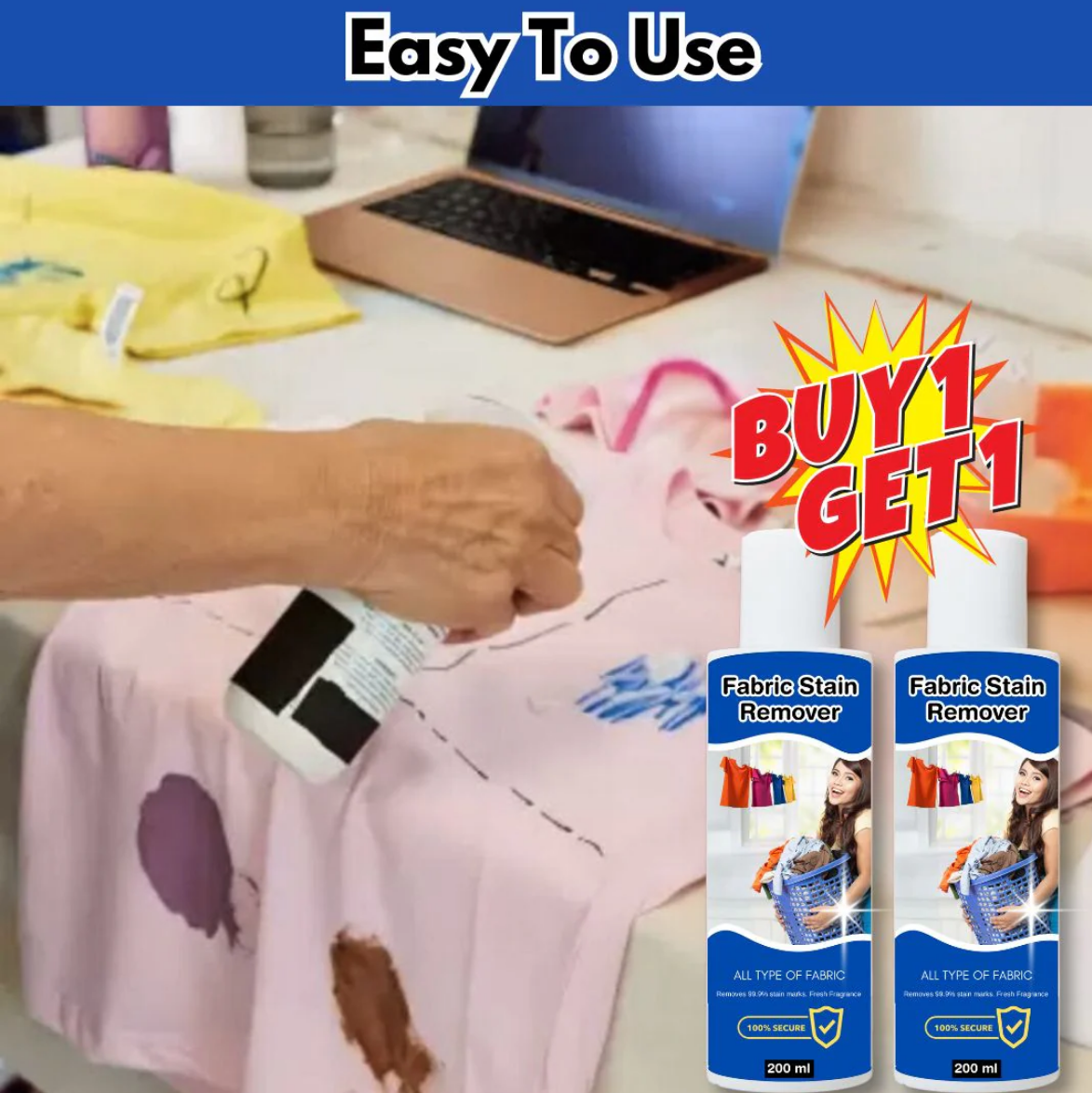 ✨All in One Fabric Stain Remover ✨ Buy 1 Get 1 FREE - At Just Rs @599/- (100ML)