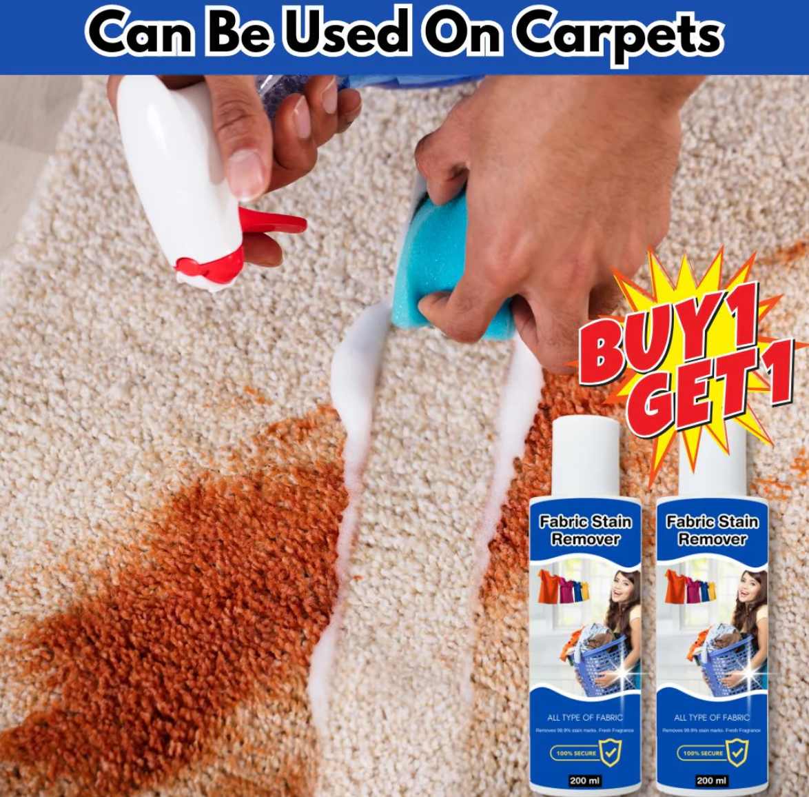 ✨All in One Fabric Stain Remover ✨ Buy 1 Get 1 FREE - At Just Rs @599/- (100ML)