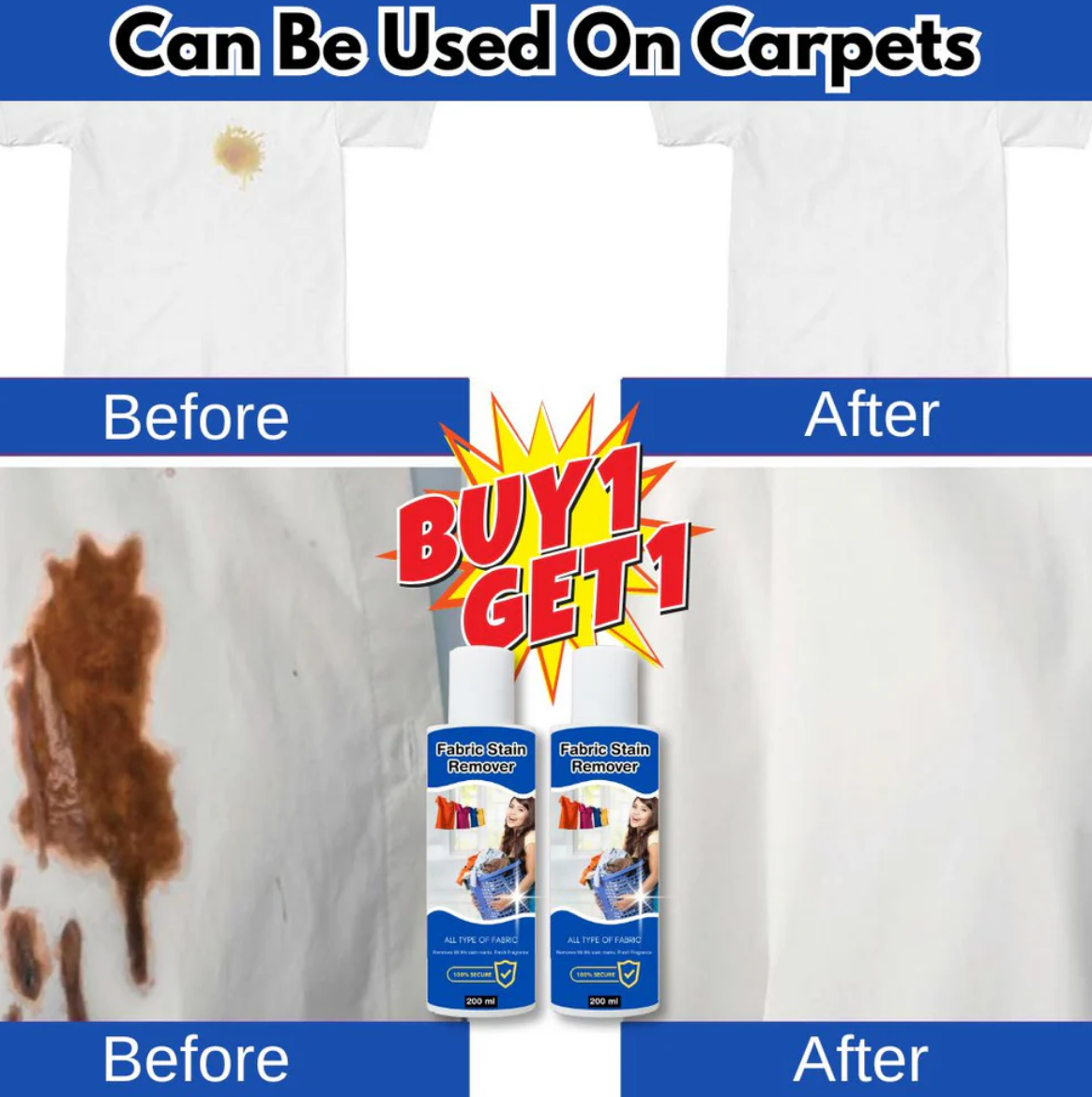 ✨All in One Fabric Stain Remover ✨ Buy 1 Get 1 FREE - At Just Rs @599/- (100ML)