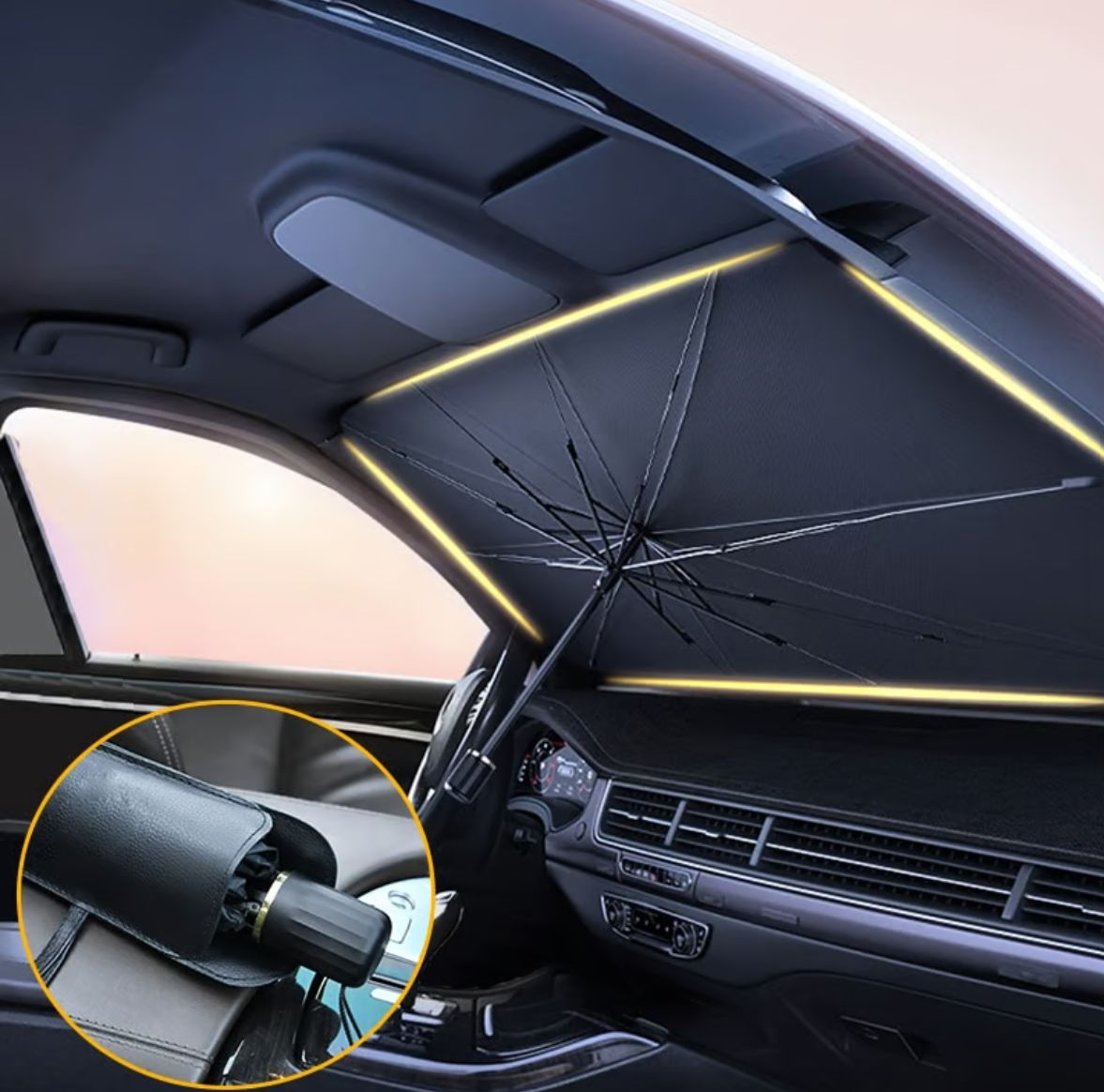 Car Windshield Sun Shade Umbrella - Foldable Car Umbrella Sunshade Cover UV Block Car Front Window (Heat Insulation Protection)