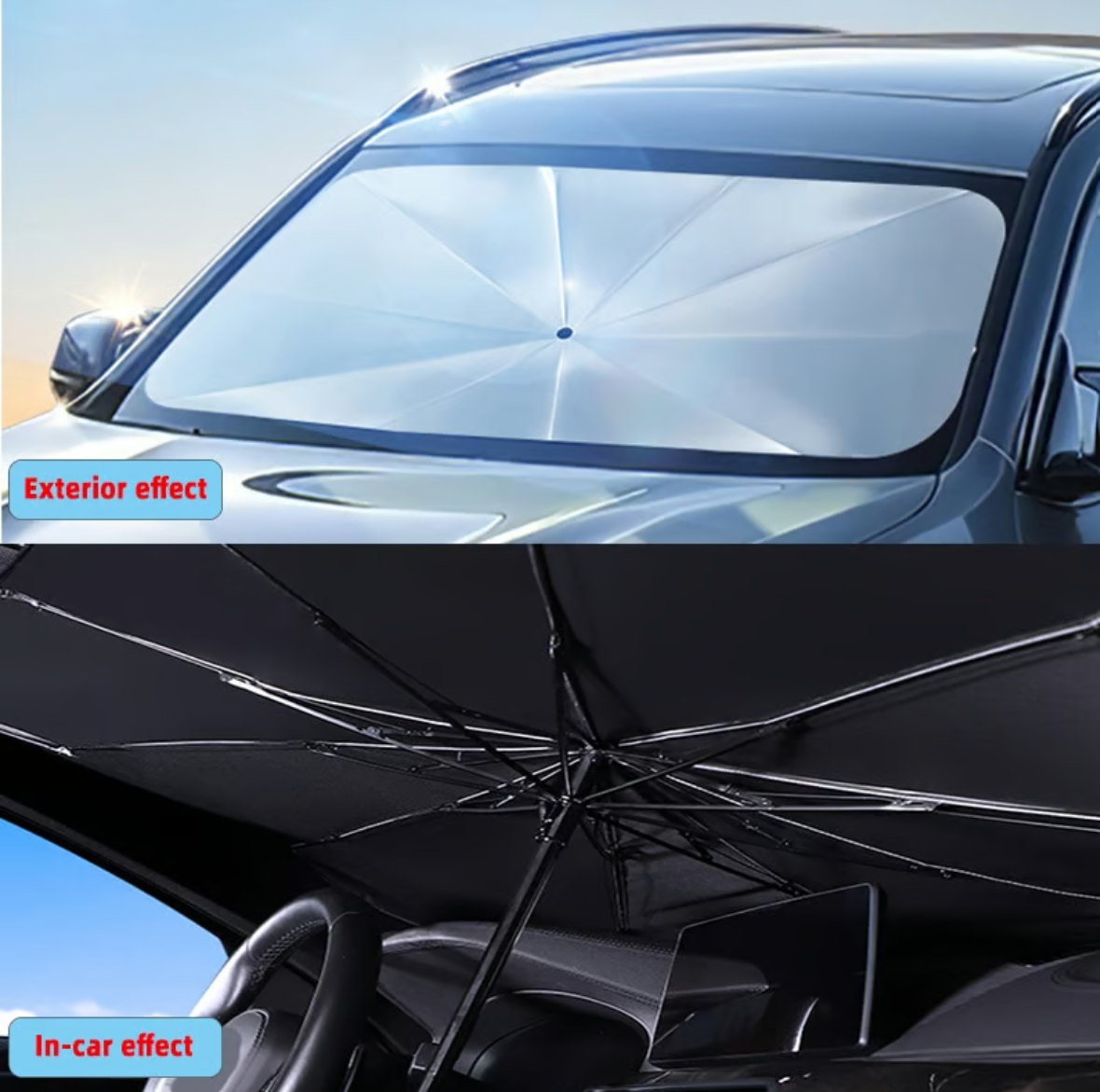 Car Windshield Sun Shade Umbrella - Foldable Car Umbrella Sunshade Cover UV Block Car Front Window (Heat Insulation Protection)