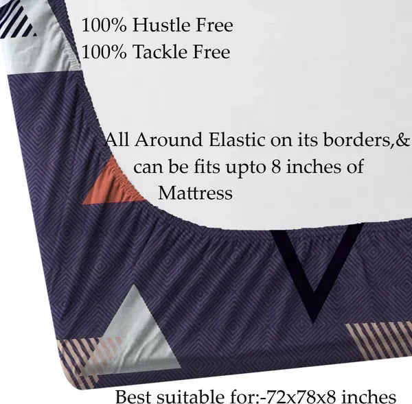 Cotton Elastic Fitted Double Printed Bedsheets With 2 Pillow Covers (78*60* Upto 10 Inches) & 360 Degree Elasticated @ Just Rs.699/- (Grey)