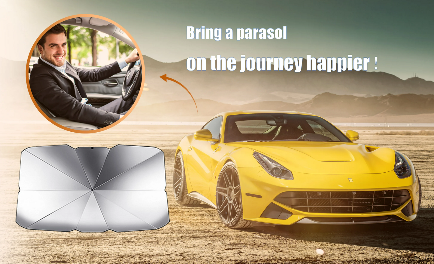 Car Windshield Sun Shade Umbrella - Foldable Car Umbrella Sunshade Cover UV Block Car Front Window (Heat Insulation Protection)
