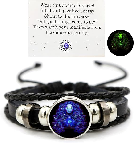 Vintage Guardian Zodiac Constellation Leather Adjustable Handmade Bracelet For Unisex