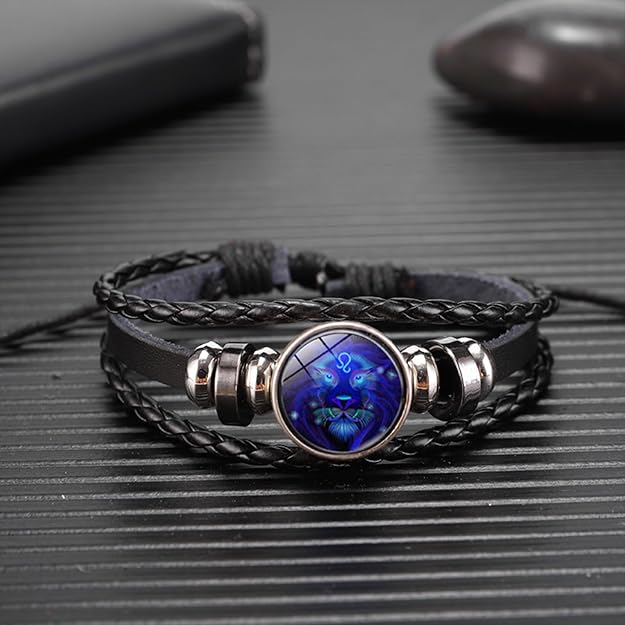 Vintage Guardian Zodiac Constellation Leather Adjustable Handmade Bracelet For Unisex