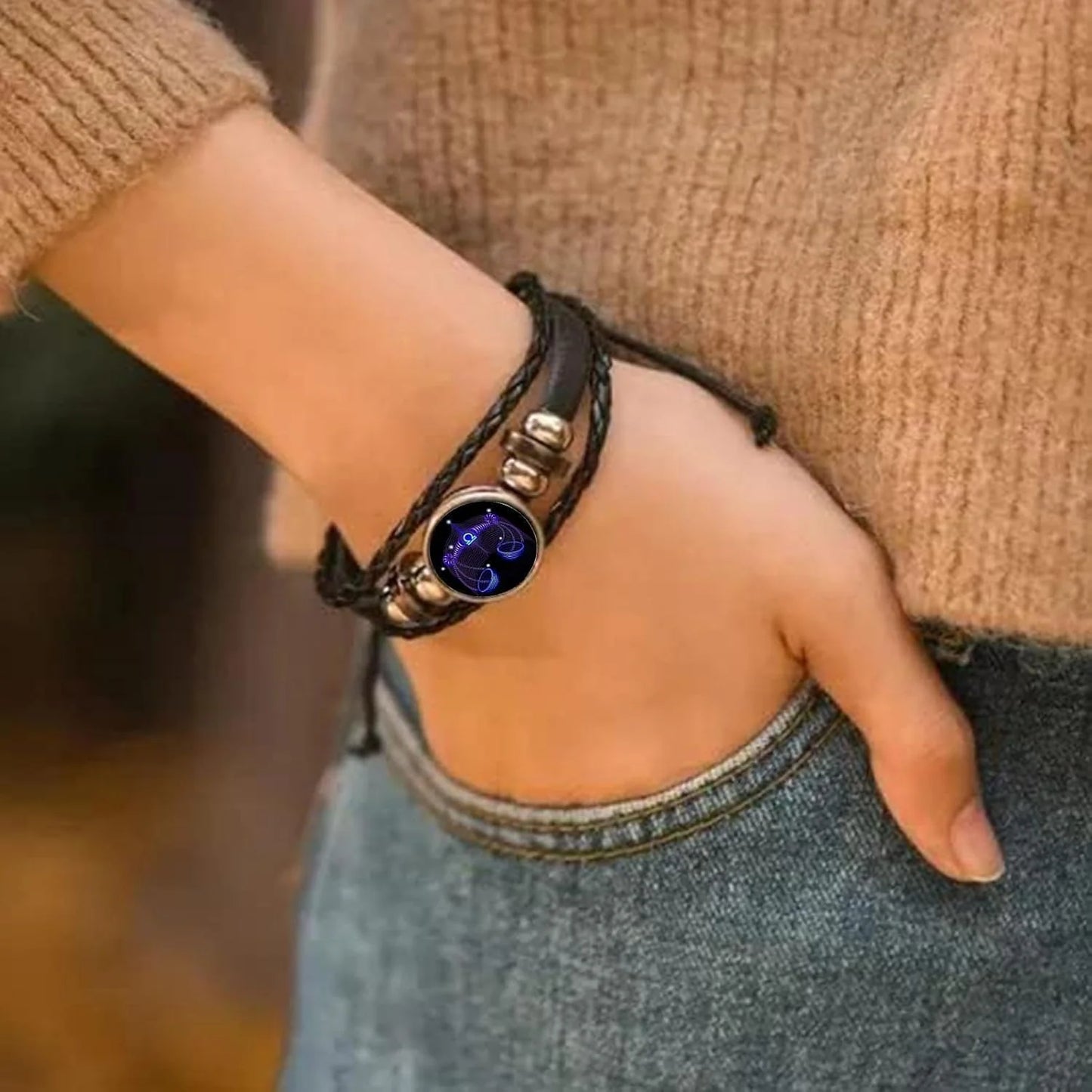 Vintage Guardian Zodiac Constellation Leather Adjustable Handmade Bracelet For Unisex