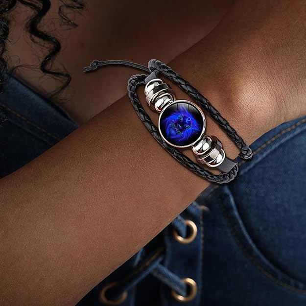 Vintage Guardian Zodiac Constellation Leather Adjustable Handmade Bracelet For Unisex