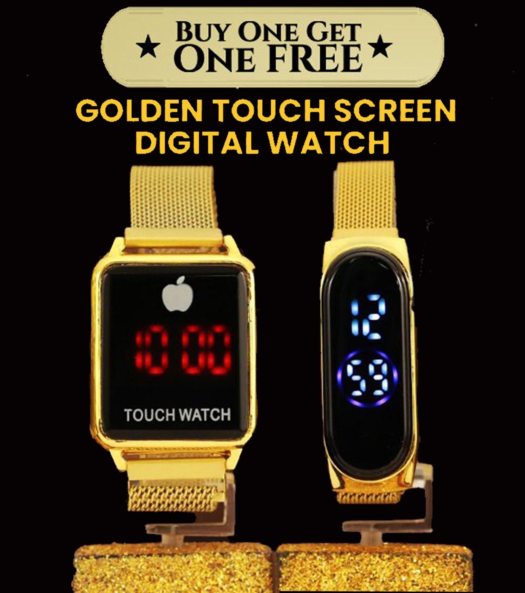 Golden Touch Screen Digital Watch Buy 1 Get 1 Free WonderWorldmart