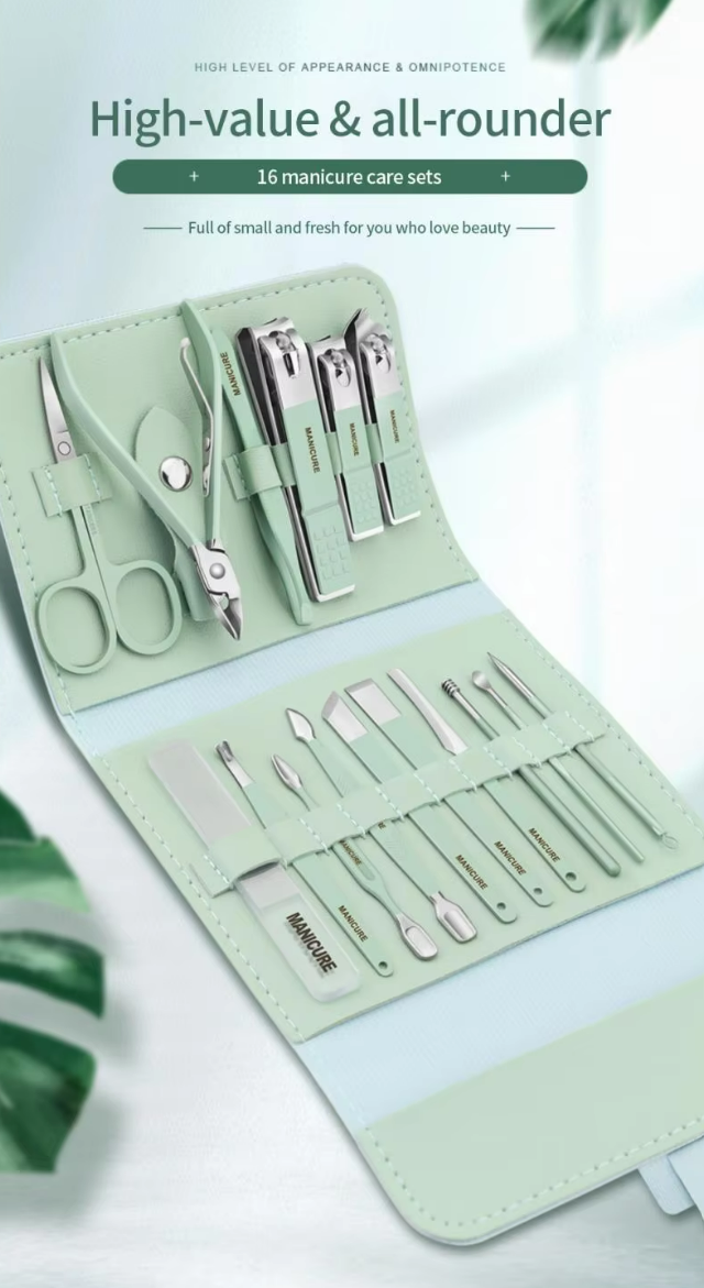 Manicure Set Professional Nail Clippers Pedicure Kit, 16 pcs Stainless Steel Nail Care Tools Grooming Kit @ Just Rs.599/-