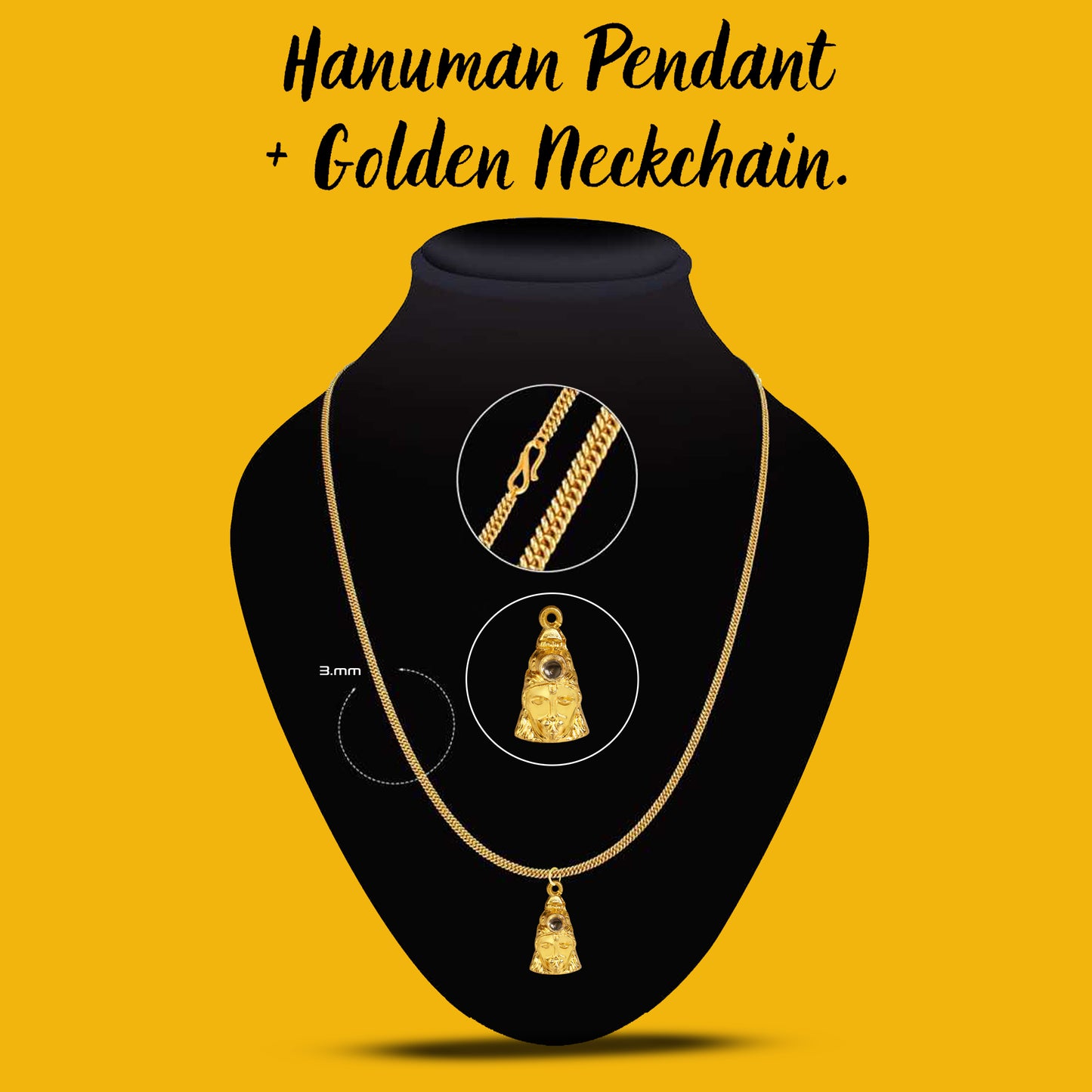 Hanuman Pendant + 2 Golden Chain