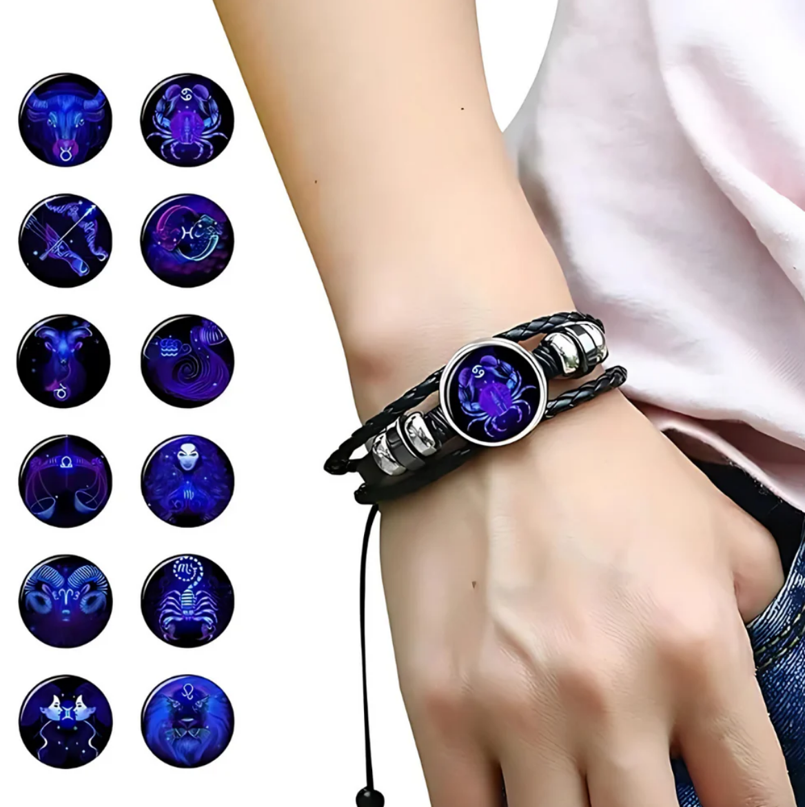 Vintage Guardian Zodiac Constellation Leather Adjustable Handmade Bracelet For Unisex