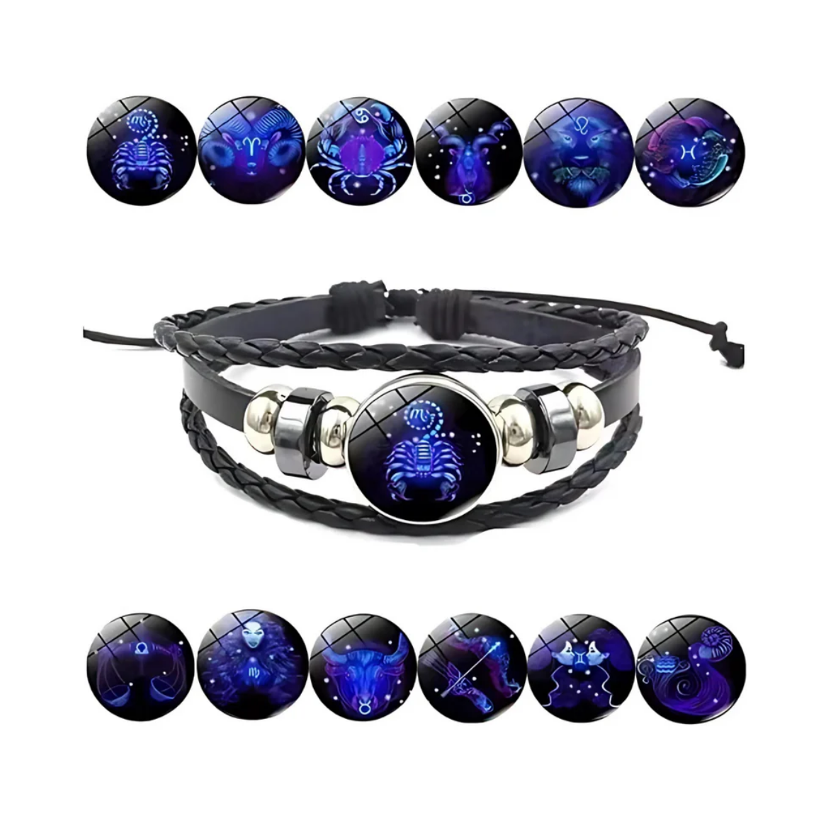 Vintage Guardian Zodiac Constellation Leather Adjustable Handmade Bracelet For Unisex