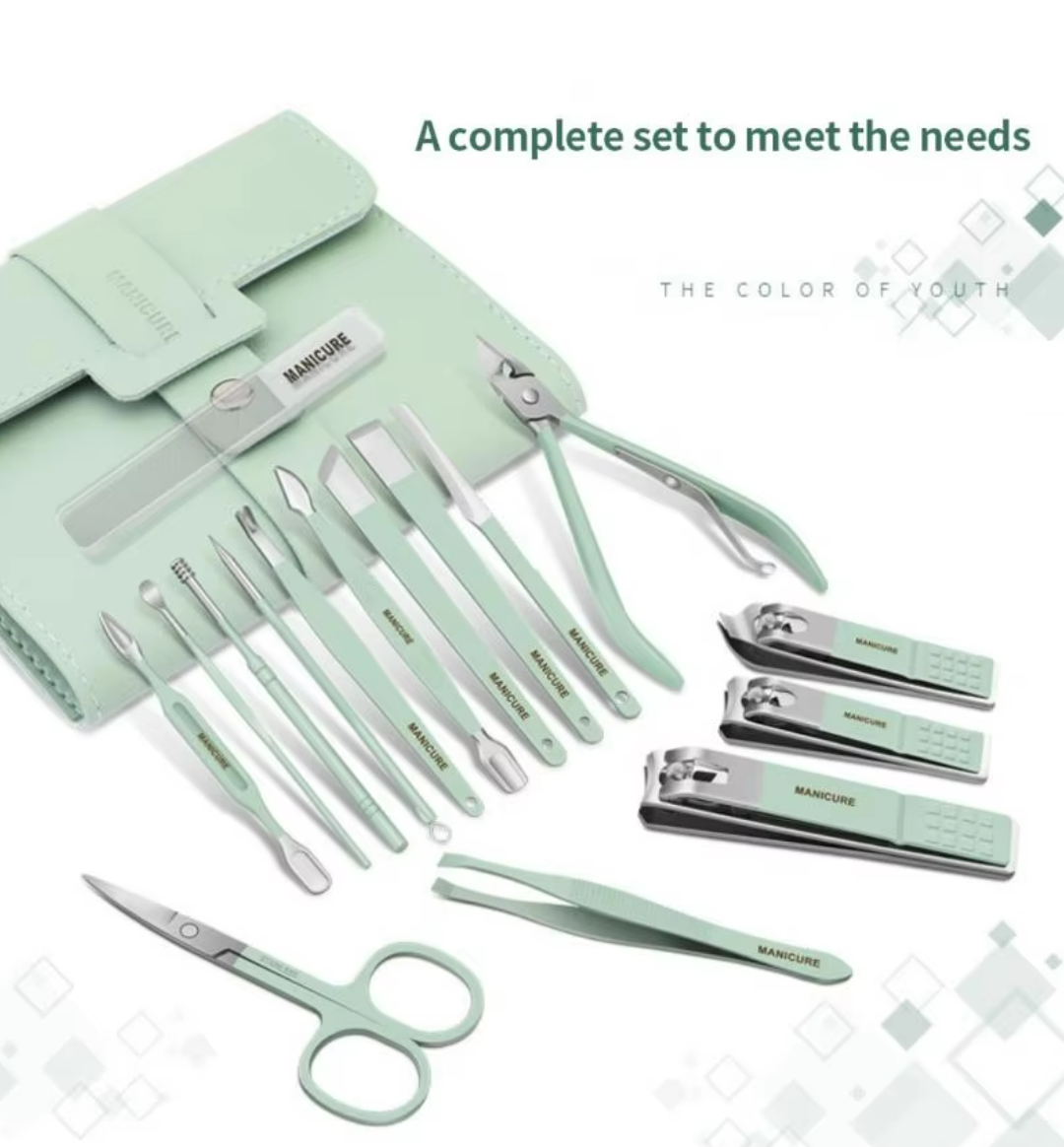 Manicure Set Professional Nail Clippers Pedicure Kit, 16 pcs Stainless Steel Nail Care Tools Grooming Kit @ Just Rs.599/-