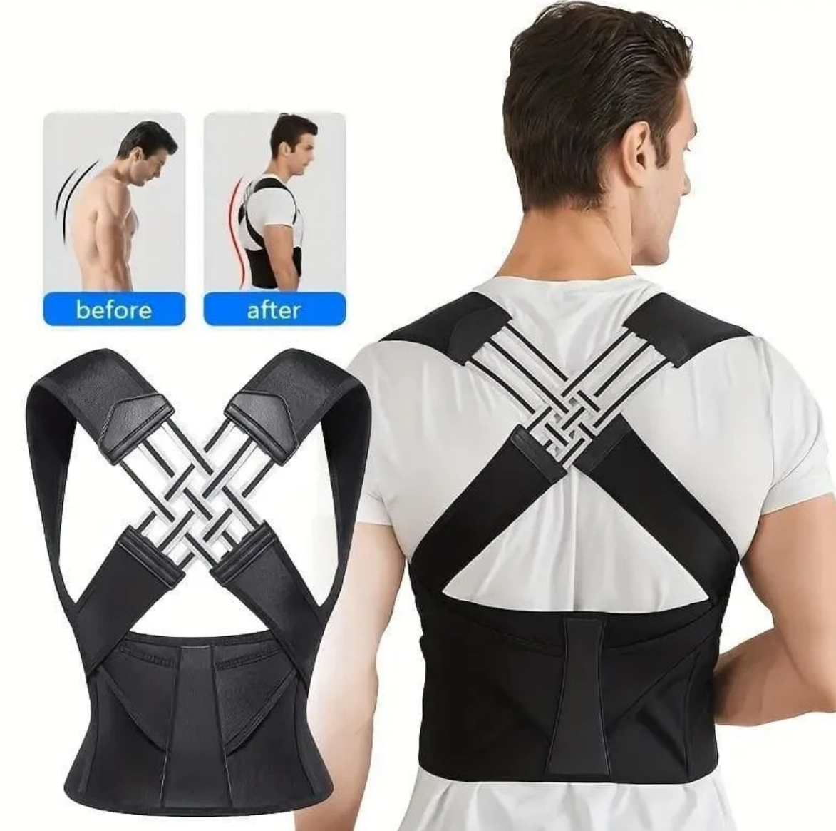 Posture Corrector Belt - Adjustable Back Posture Corrector/ Slouching Relieve Pain Belt Women Men (Free Size)