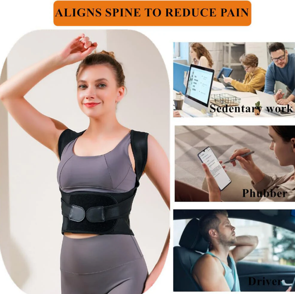 Posture Corrector Belt - Adjustable Back Posture Corrector/ Slouching Relieve Pain Belt Women Men (Free Size)