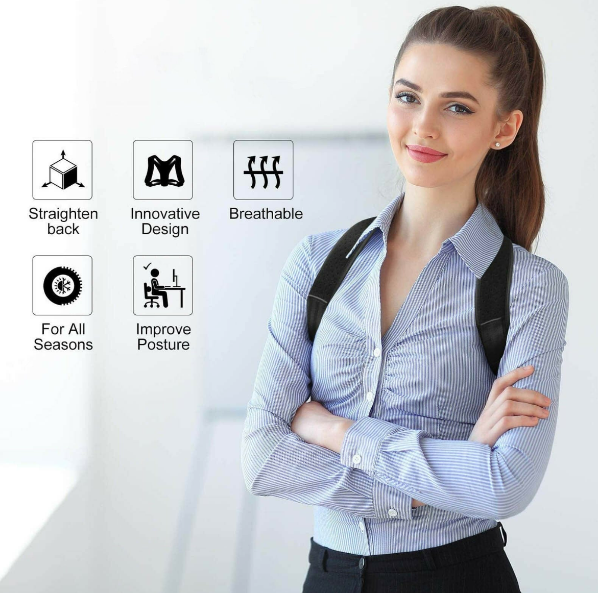 Posture Corrector Belt - Adjustable Back Posture Corrector/ Slouching Relieve Pain Belt Women Men (Free Size)