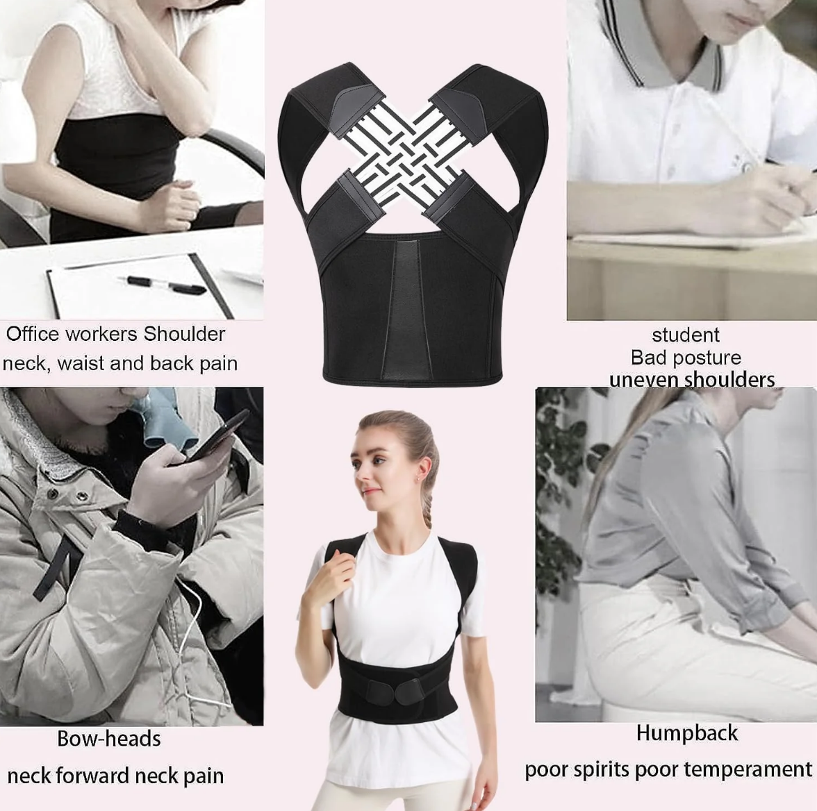 Posture Corrector Belt - Adjustable Back Posture Corrector/ Slouching Relieve Pain Belt Women Men (Free Size)