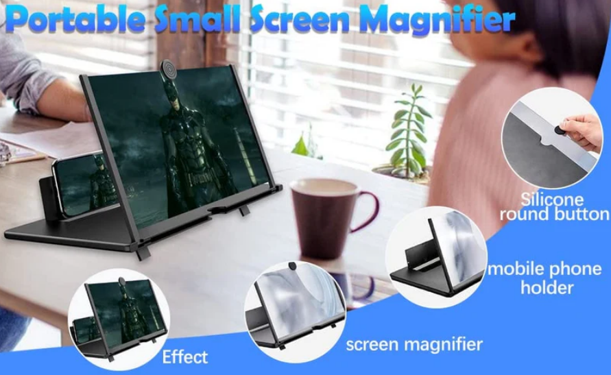 10" Screen Magnifier-3D Magnifying Projector Screen Enlarger for Movies, Videos and Gaming – Foldable Phone Stand Holder with Screen Amplifier–Compatible with All Smartphones @ Rs. 499/-