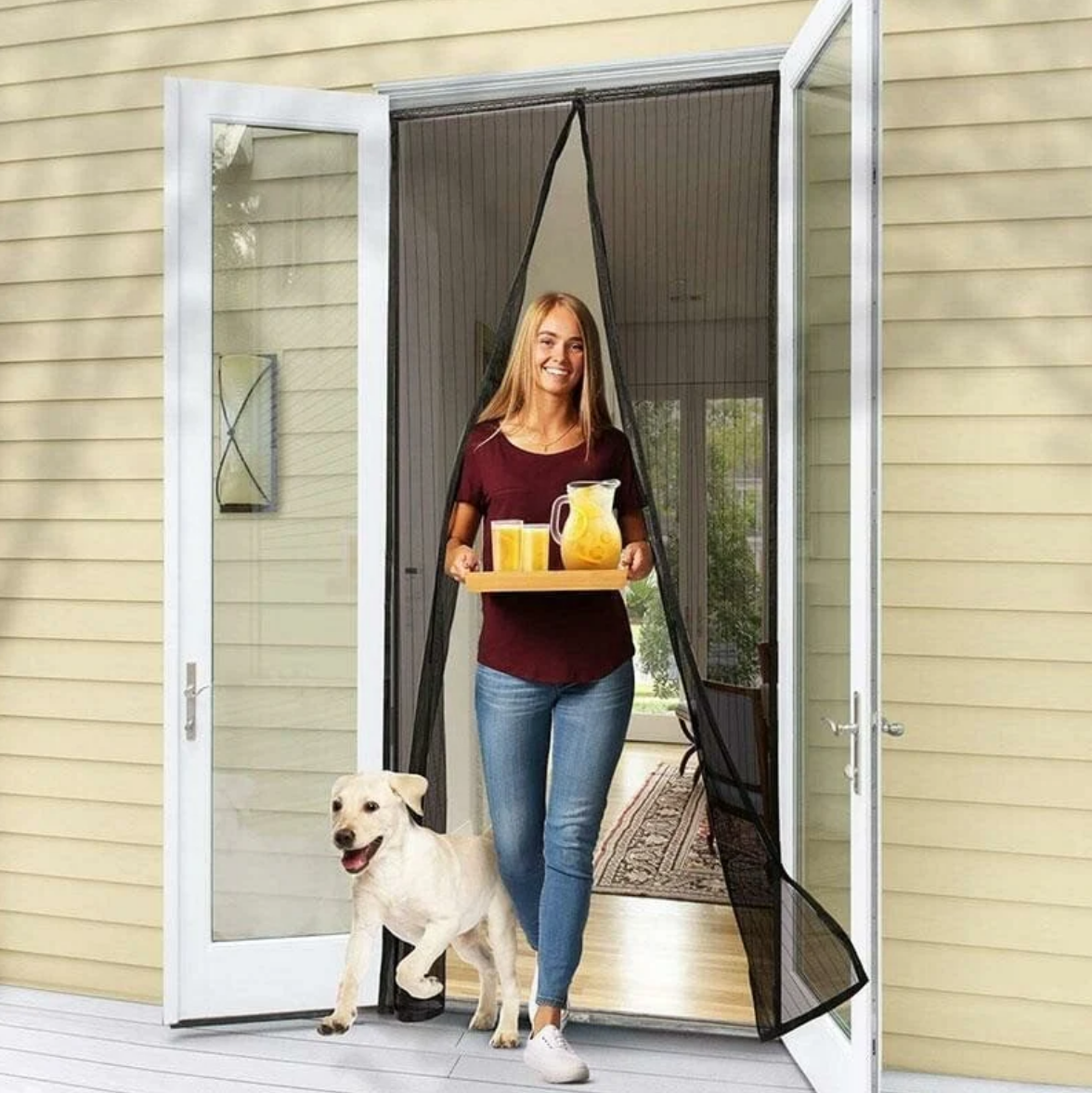 Magnetic Mosquito Screen Door β Easy Snap, No Mosquito Trap