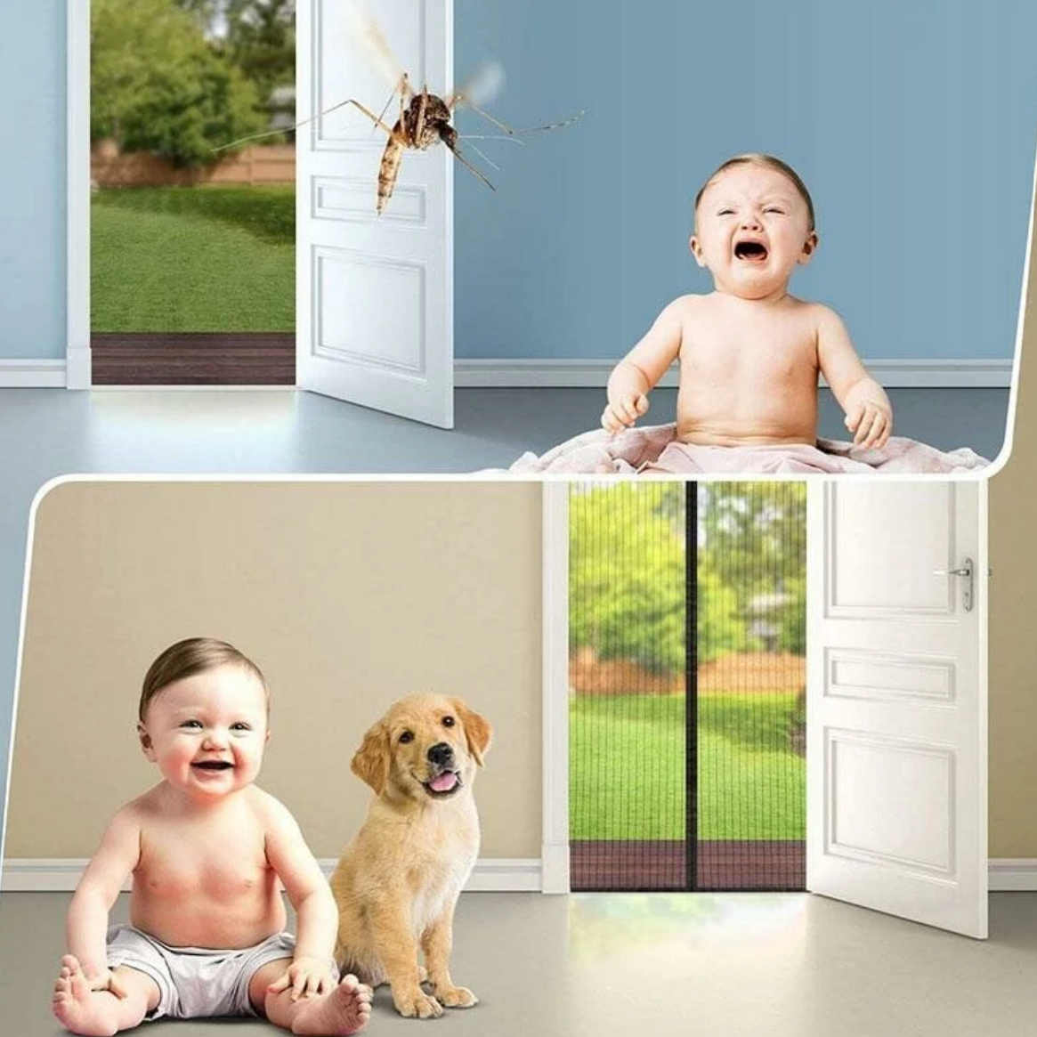 Magnetic Mosquito Screen Door β Easy Snap, No Mosquito Trap