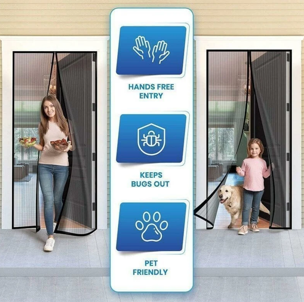 Magnetic Mosquito Screen Door β Easy Snap, No Mosquito Trap