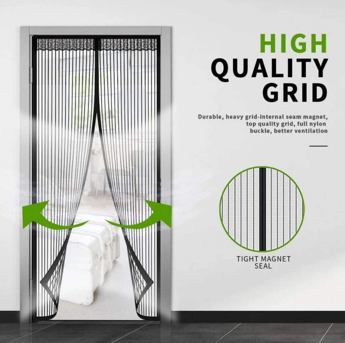 Magnetic Mosquito Screen Door β Easy Snap, No Mosquito Trap