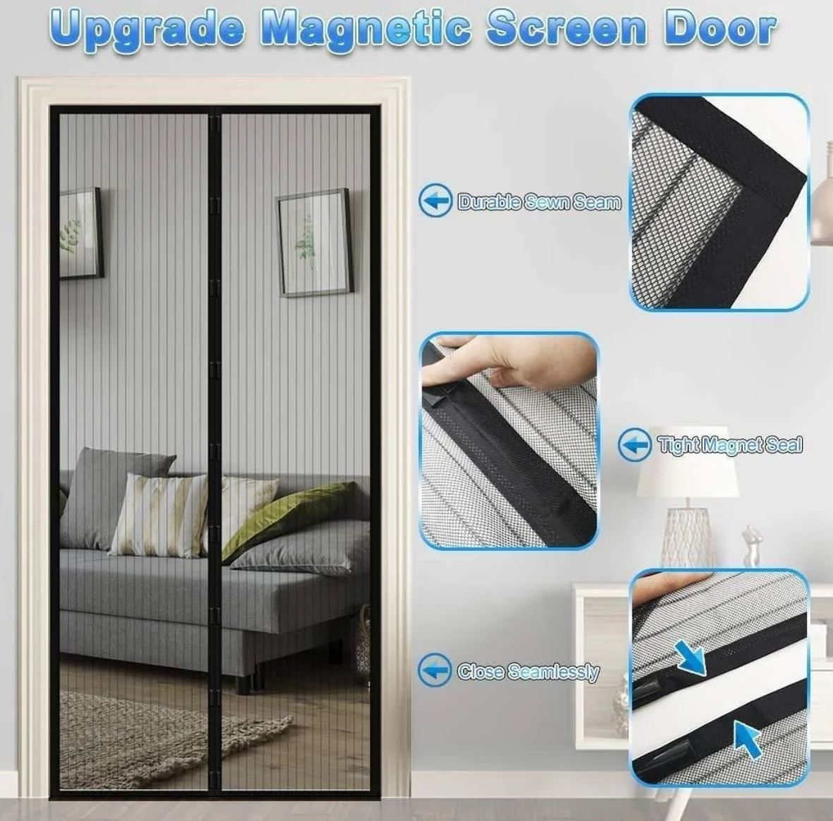 Magnetic Mosquito Screen Door β Easy Snap, No Mosquito Trap