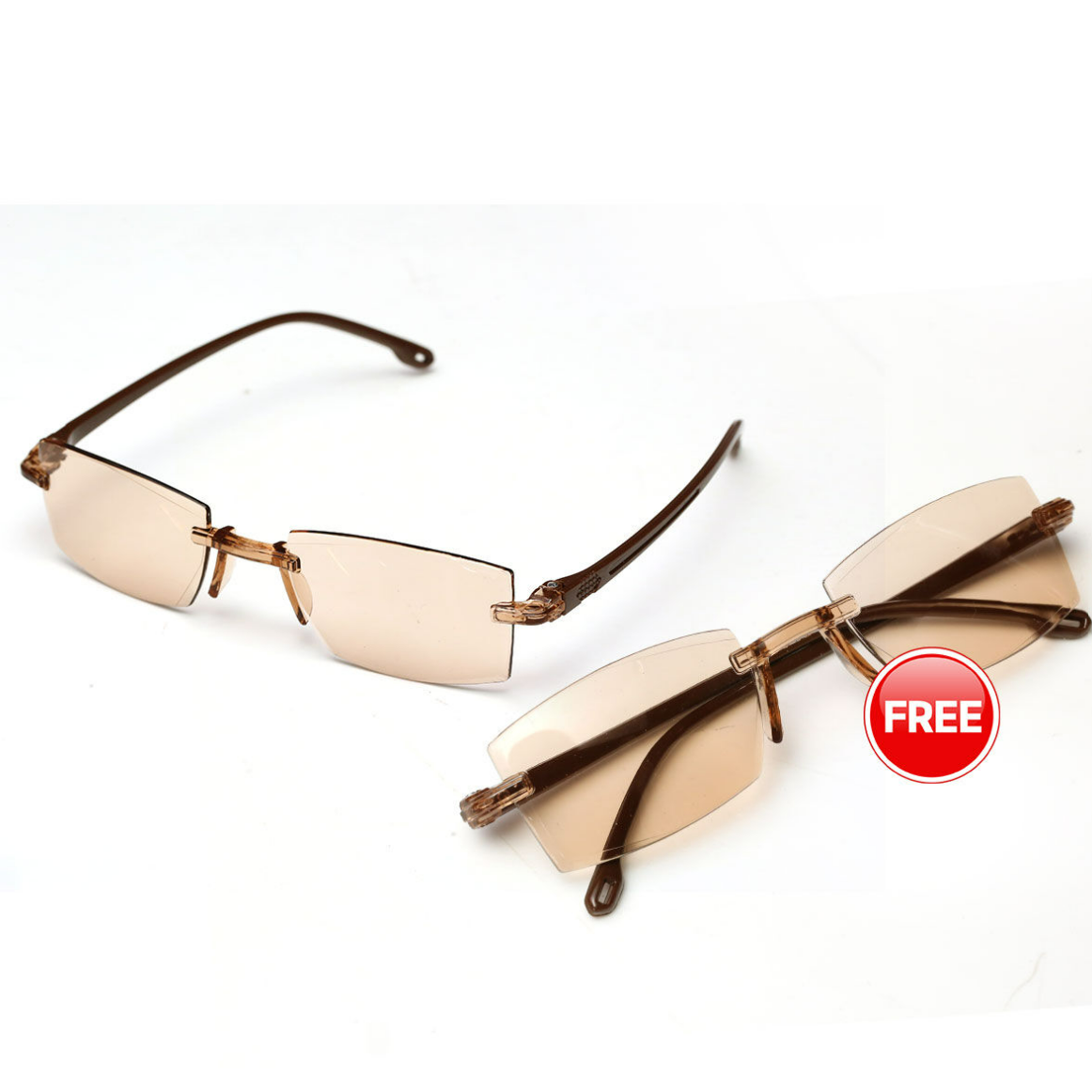π Brown Rimless Reading Glasses + π§ Bluetooth Neckband