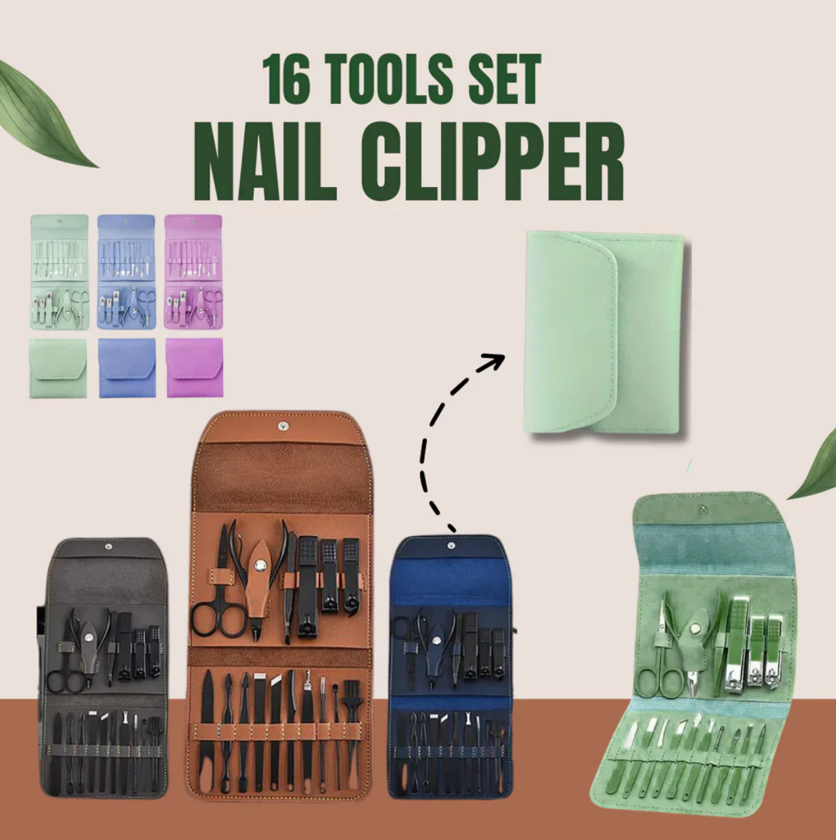 Manicure Set Professional Nail Clippers Pedicure Kit, 16 pcs Stainless Steel Nail Care Tools Grooming Kit @ Just Rs.599/-