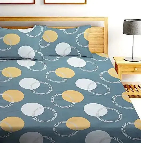 Cotton Elastic Fitted Double Printed Bedsheets With 2 Pillow Covers (78*60* Upto 10 Inches) & 360 Degree Elasticated @ Just Rs.699/- (Grey)