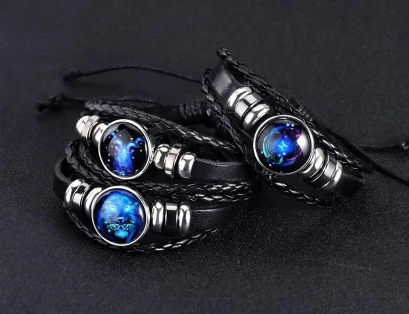 Vintage Guardian Zodiac Constellation Leather Adjustable Handmade Bracelet For Unisex