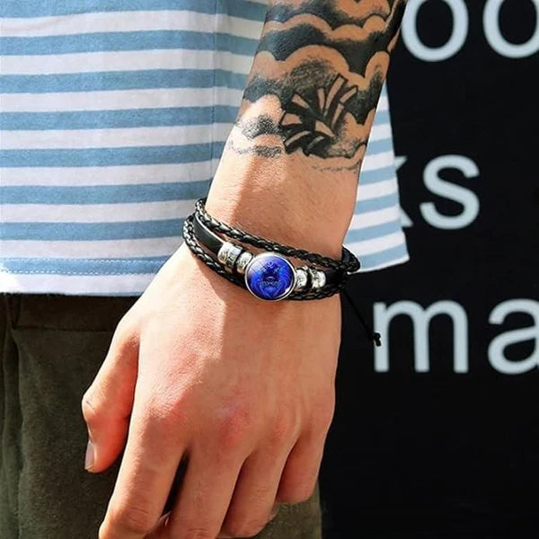 Vintage Guardian Zodiac Constellation Leather Adjustable Handmade Bracelet For Unisex