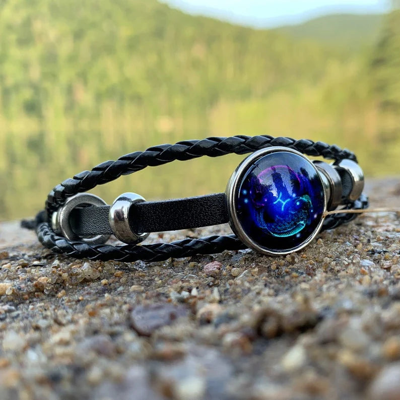 Vintage Guardian Zodiac Constellation Leather Adjustable Handmade Bracelet For Unisex