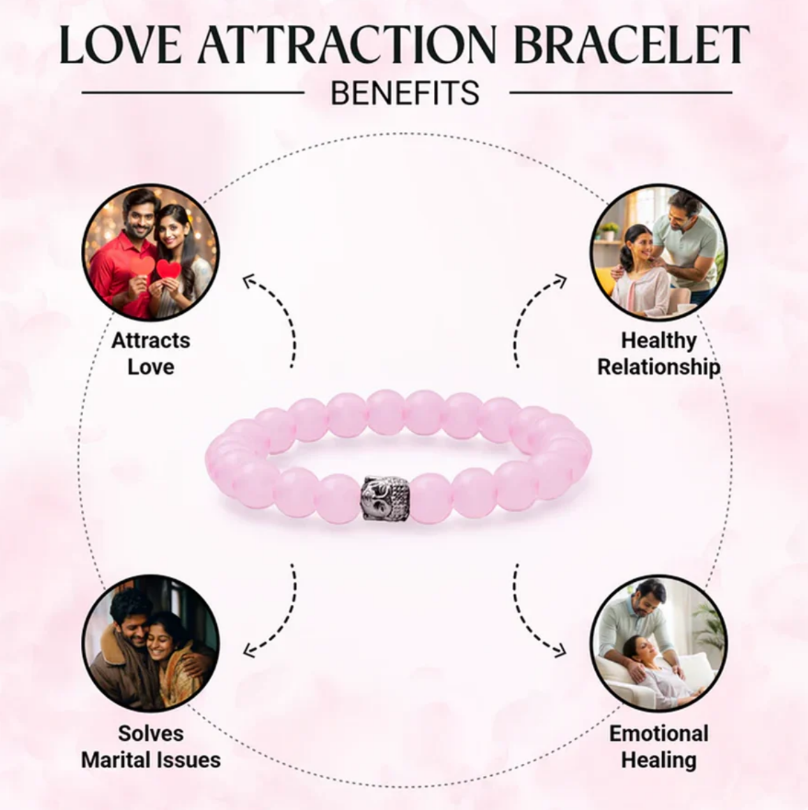 Love Attraction Bracelet Original Rose Quartz At Just Rs 499/-