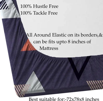 Cotton Elastic Fitted Double Printed Bedsheets With 2 Pillow Covers (78*60* Upto 10 Inches) & 360 Degree Elasticated @ Just Rs.699/- (Grey)