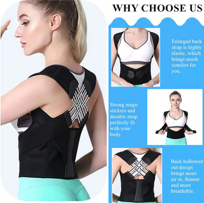 Posture Corrector Belt - Adjustable Back Posture Corrector/ Slouching Relieve Pain Belt Women Men (Free Size)