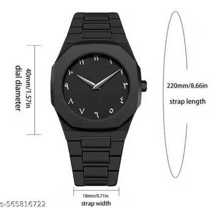 All Black Arabic Style Premium Analog Watch for Men At Just Rs - 1299/-
