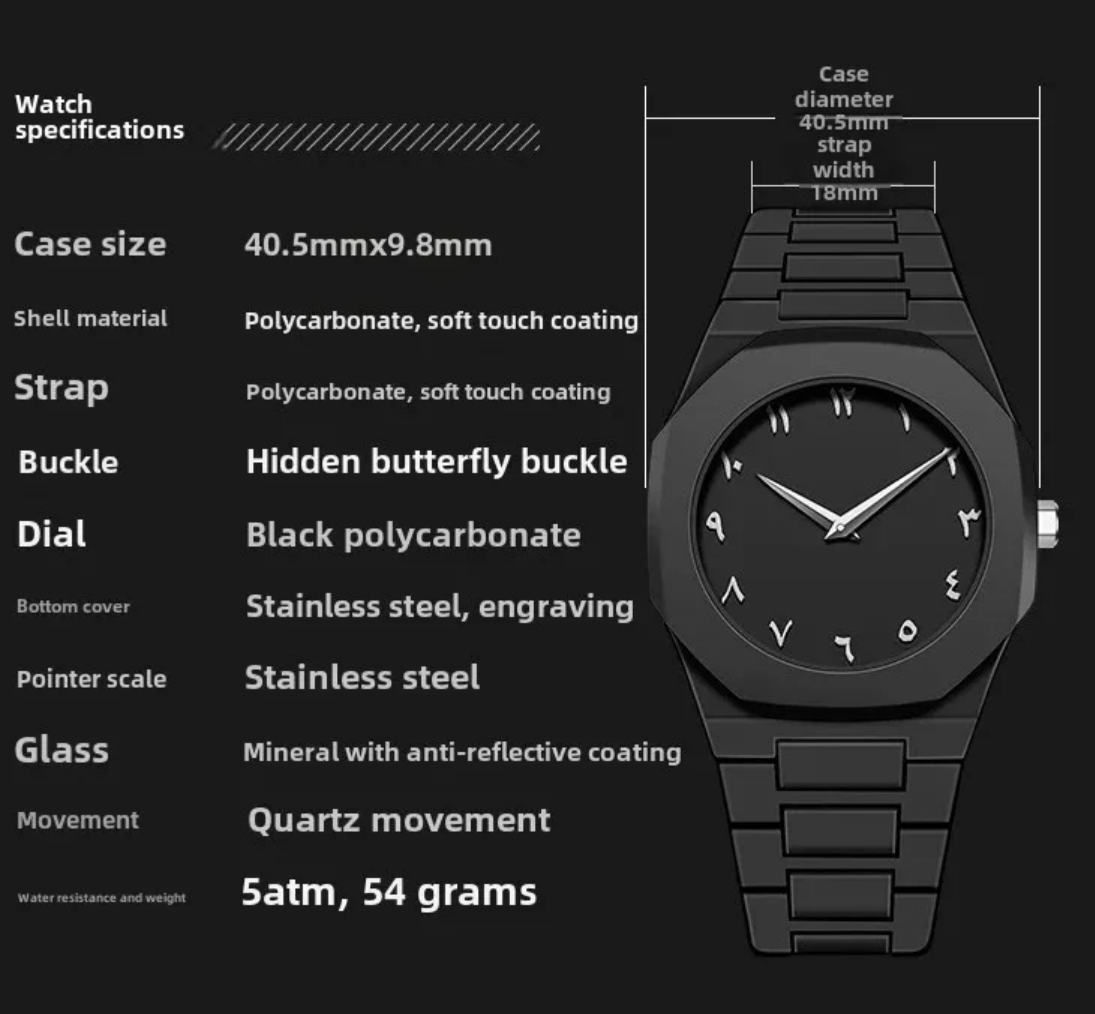 All Black Arabic Style Premium Analog Watch for Men At Just Rs - 1299/-