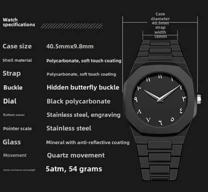 All Black Arabic Style Premium Analog Watch for Men At Just Rs - 1299/-