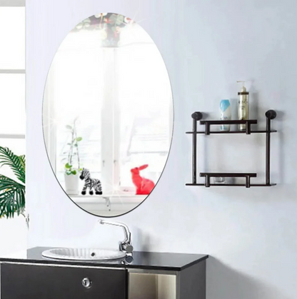 🪞 Plastic Oval Shape Self Adhesive Mirror Sticker (Wall/Tiles) — BOGO Offer Just ₹499/-