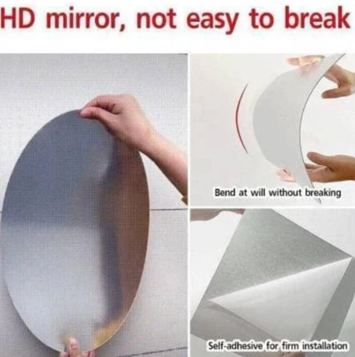 🪞 Plastic Oval Shape Self Adhesive Mirror Sticker (Wall/Tiles) — BOGO Offer Just ₹499/-