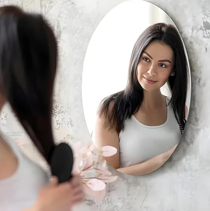 🪞 Plastic Oval Shape Self Adhesive Mirror Sticker (Wall/Tiles) — BOGO Offer Just ₹499/-