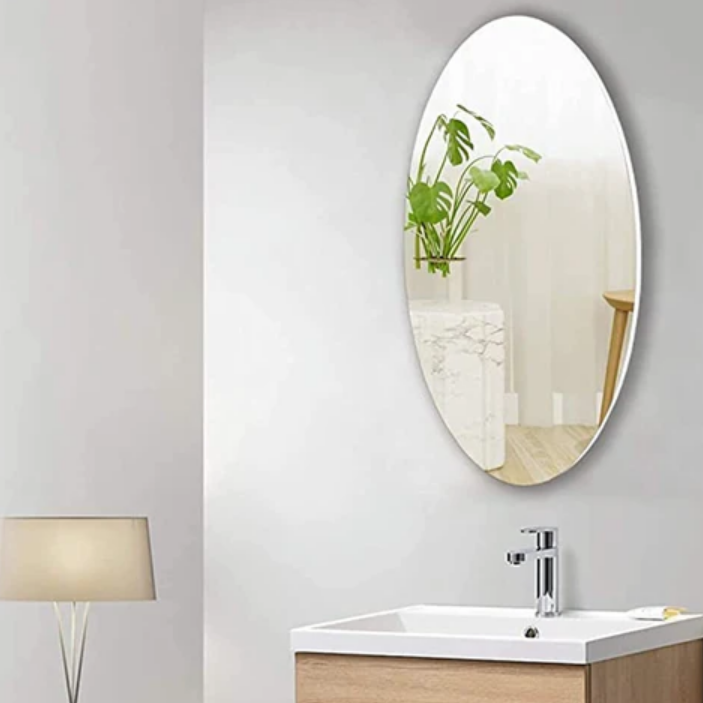 🪞 Plastic Oval Shape Self Adhesive Mirror Sticker (Wall/Tiles) — BOGO Offer Just ₹499/-