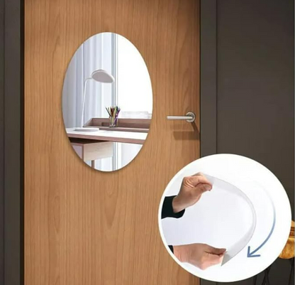 🪞 Plastic Oval Shape Self Adhesive Mirror Sticker (Wall/Tiles) — BOGO Offer Just ₹499/-