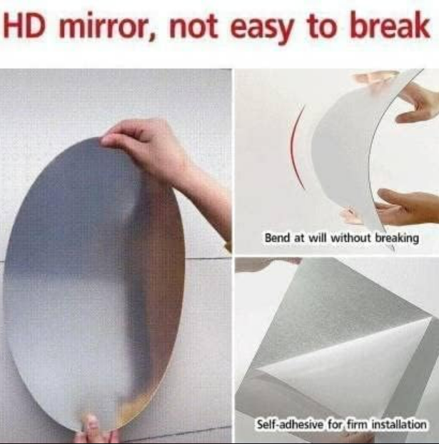 🪞 Plastic Oval Shape Self Adhesive Mirror Sticker (Wall/Tiles) — BOGO Offer Just ₹499/-